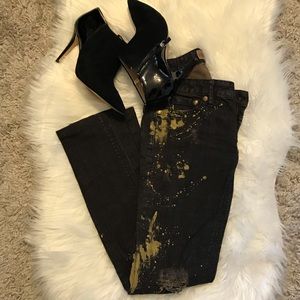 Free People Black & Gold Distressed Jeans (24)
